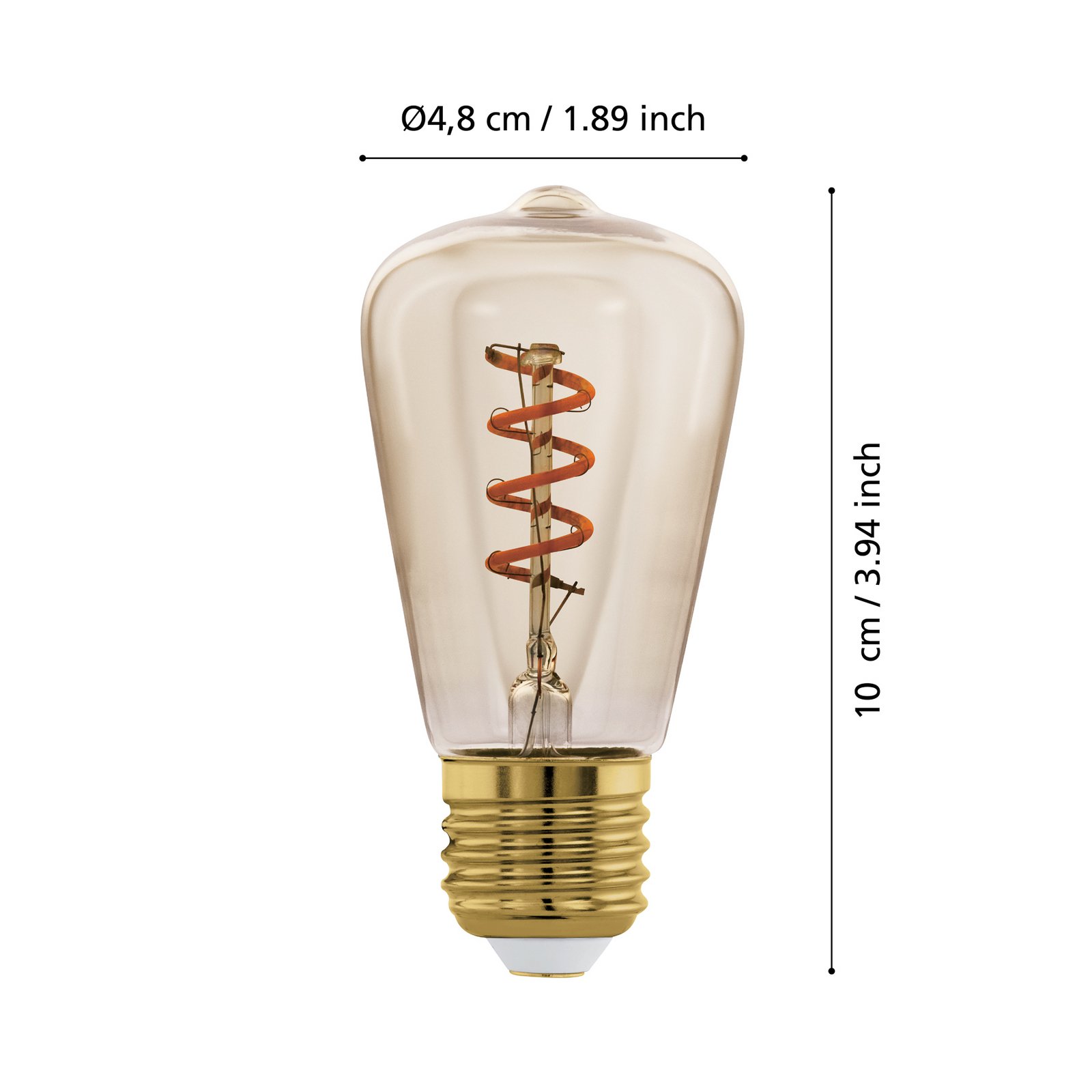 LED lempa E27 4W ST48 2 000K Gintarinė lempa Amber dim