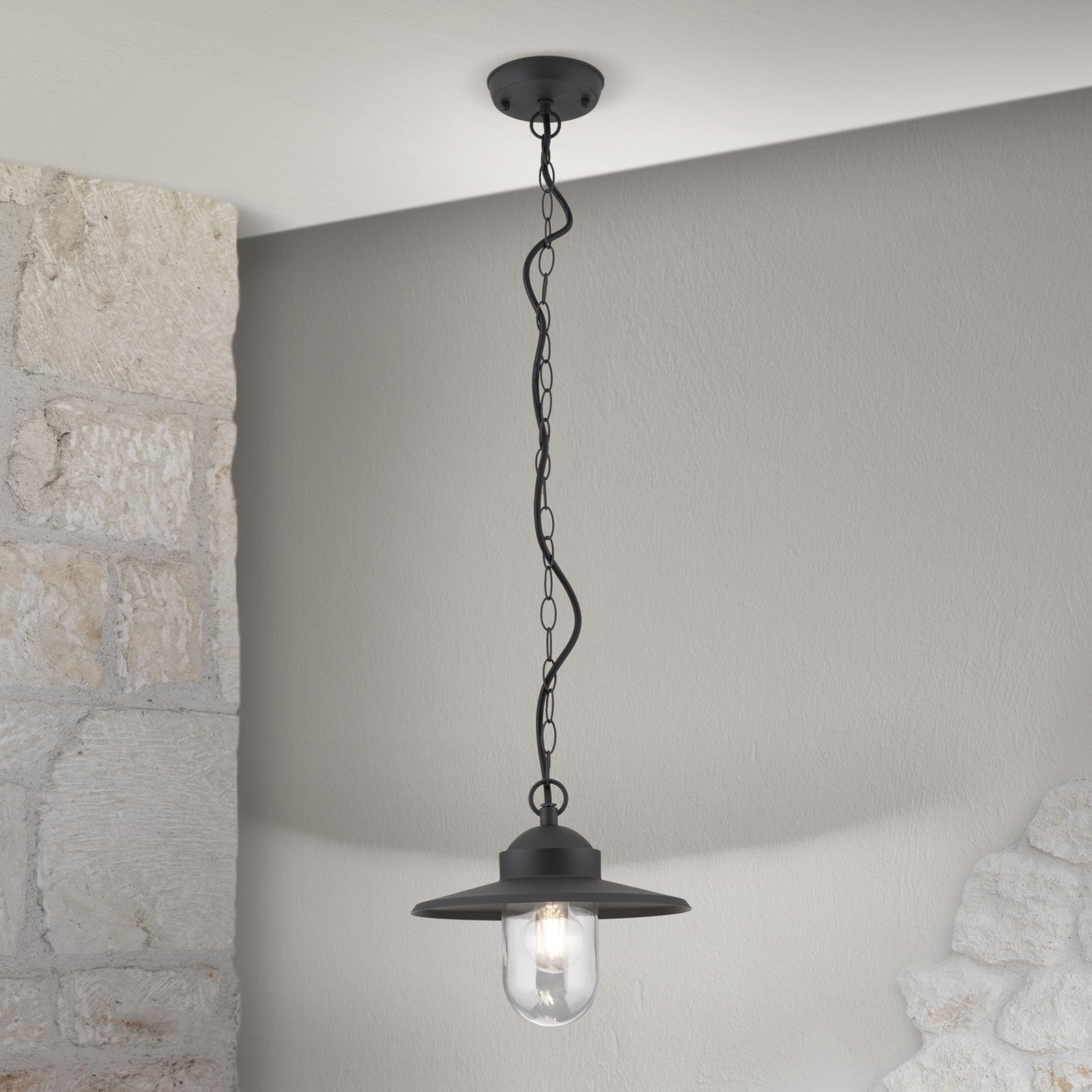 Edward outdoor hanging light, anthracite, Ø 27.5 cm, aluminium