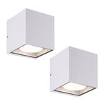 Aplică de exterior Prios Tetje, alb, unghiulară, 11,5 cm, set de 2