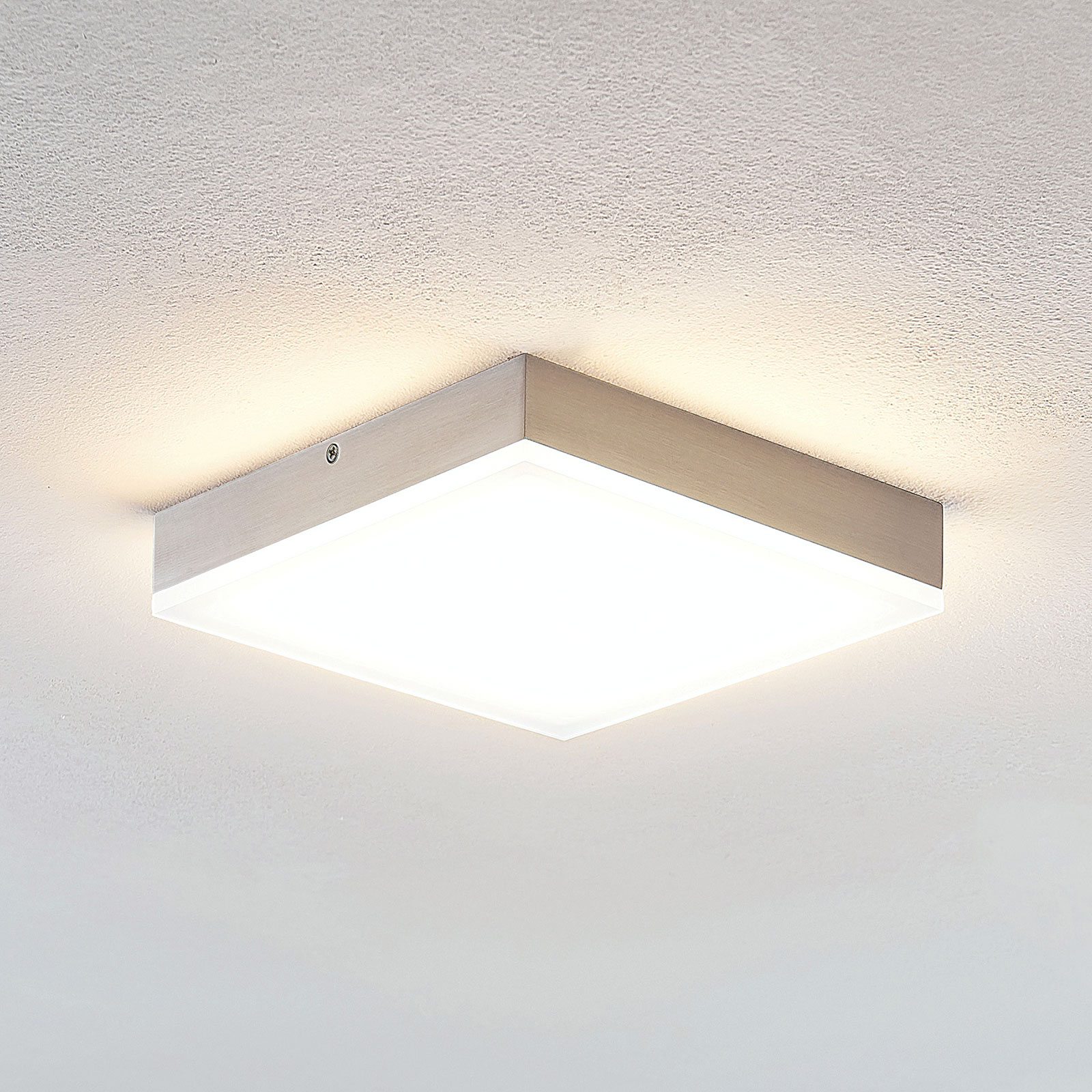 Lindby Tamito LED plafondlamp, nikkel, 20 cm