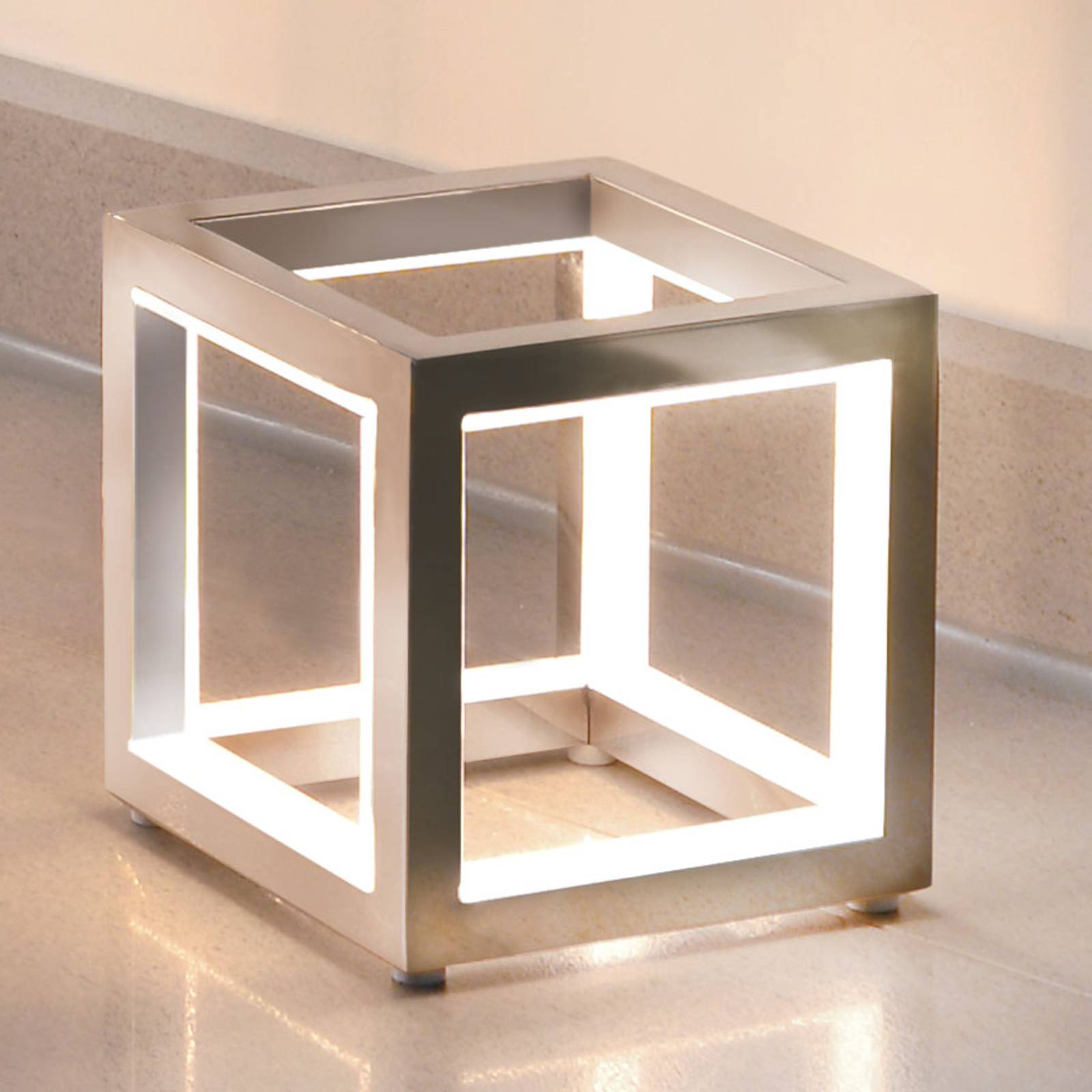 Delux - lampe à poser LED cubique, alu, 12 cm