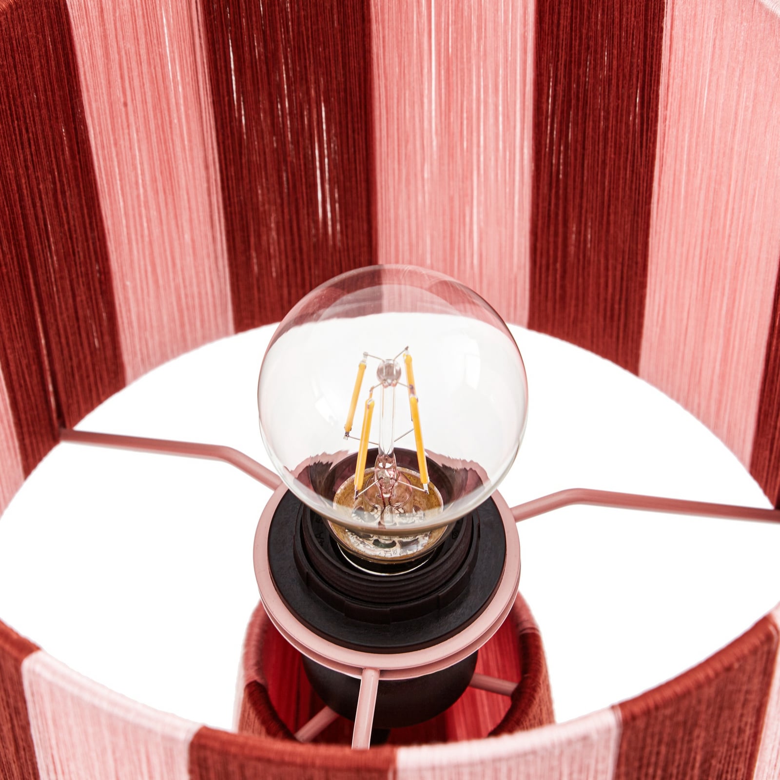 Lampe à poser Lindby Suly, rouge/rose, coton, hauteur 40 cm