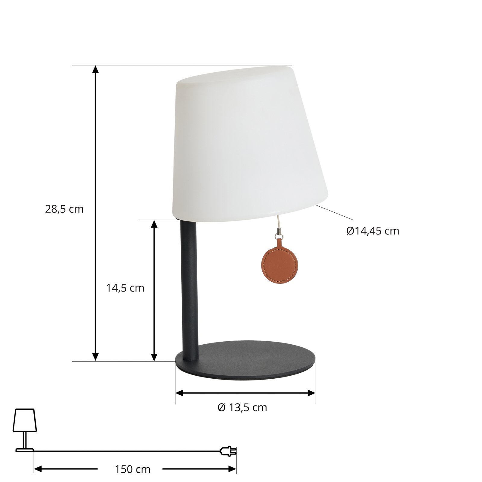 Lindby LED oplaadbare tafellamp Tyrian, zwart/wit, ijzer, IP65
