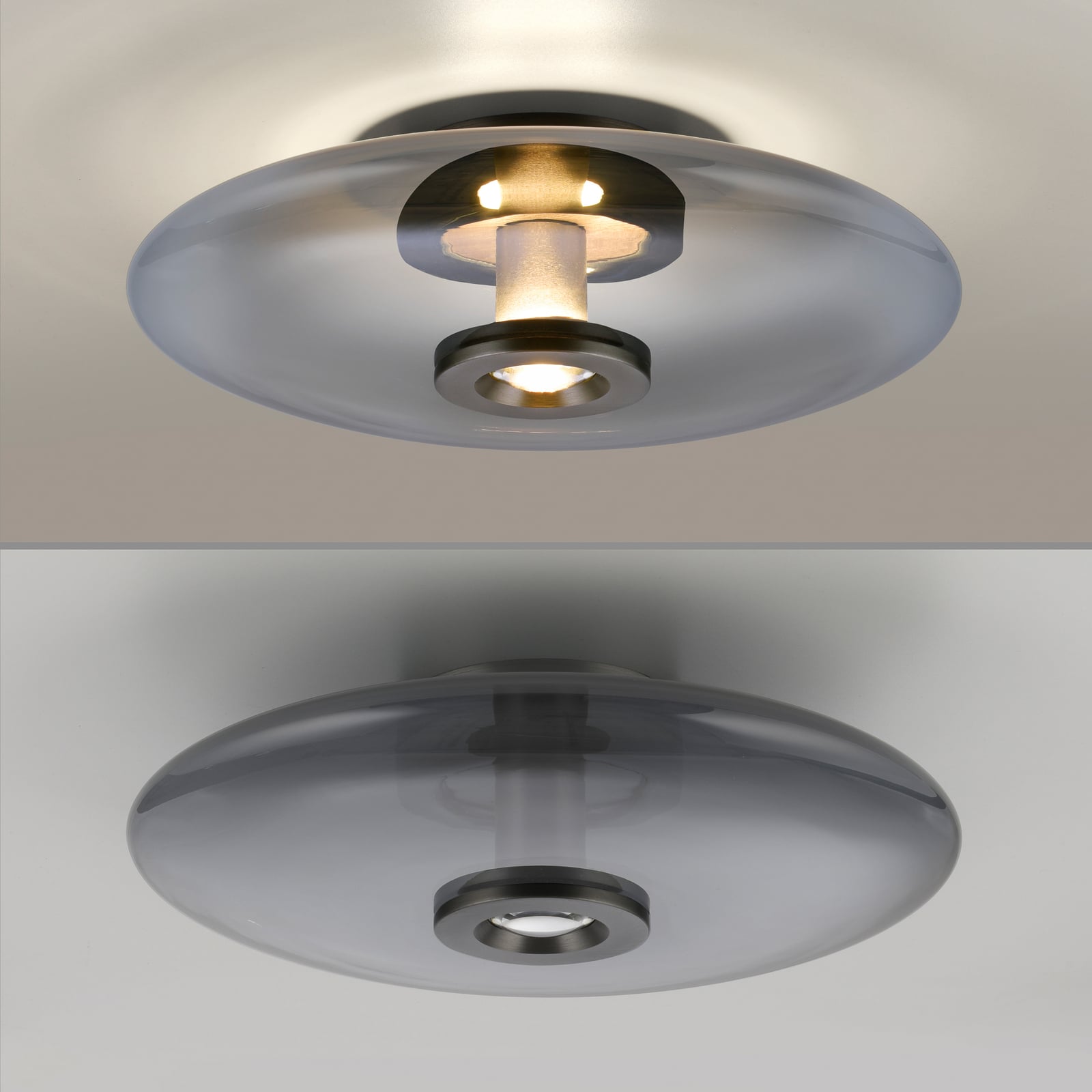 Vitrum LED-Deckenlampe, grau, Glas/Aluminium, Ø 45 cm - PURE Vitrum LED-Deckenlampe, grau, Glas/Aluminium, Ø 45 cm - PURE