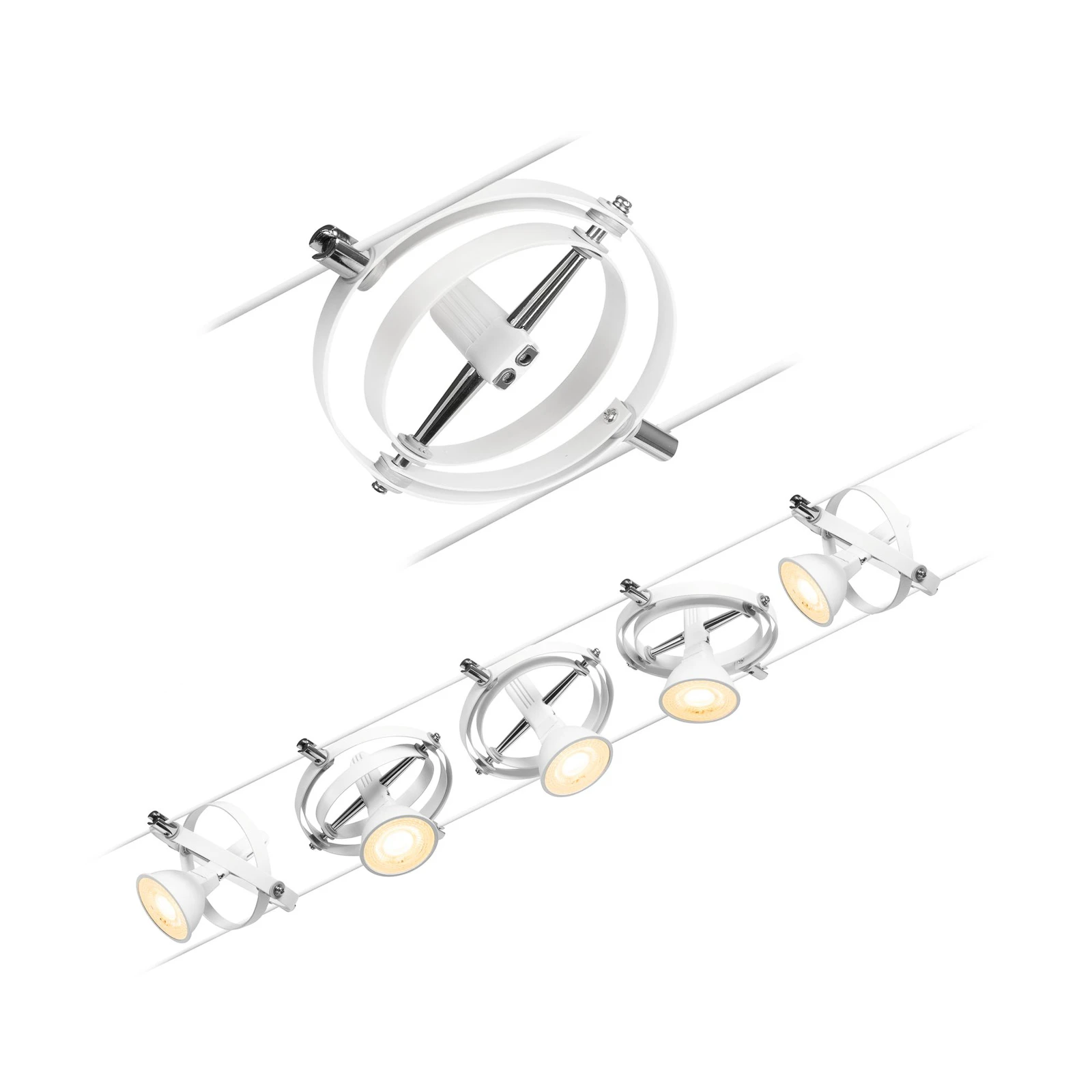 Paulmann Wire Sistema de cabo Cardan, 5 chamas, 5 m branco