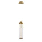 ESPADA LED pendant light, brushed gold, Ø 15 cm metal/glass