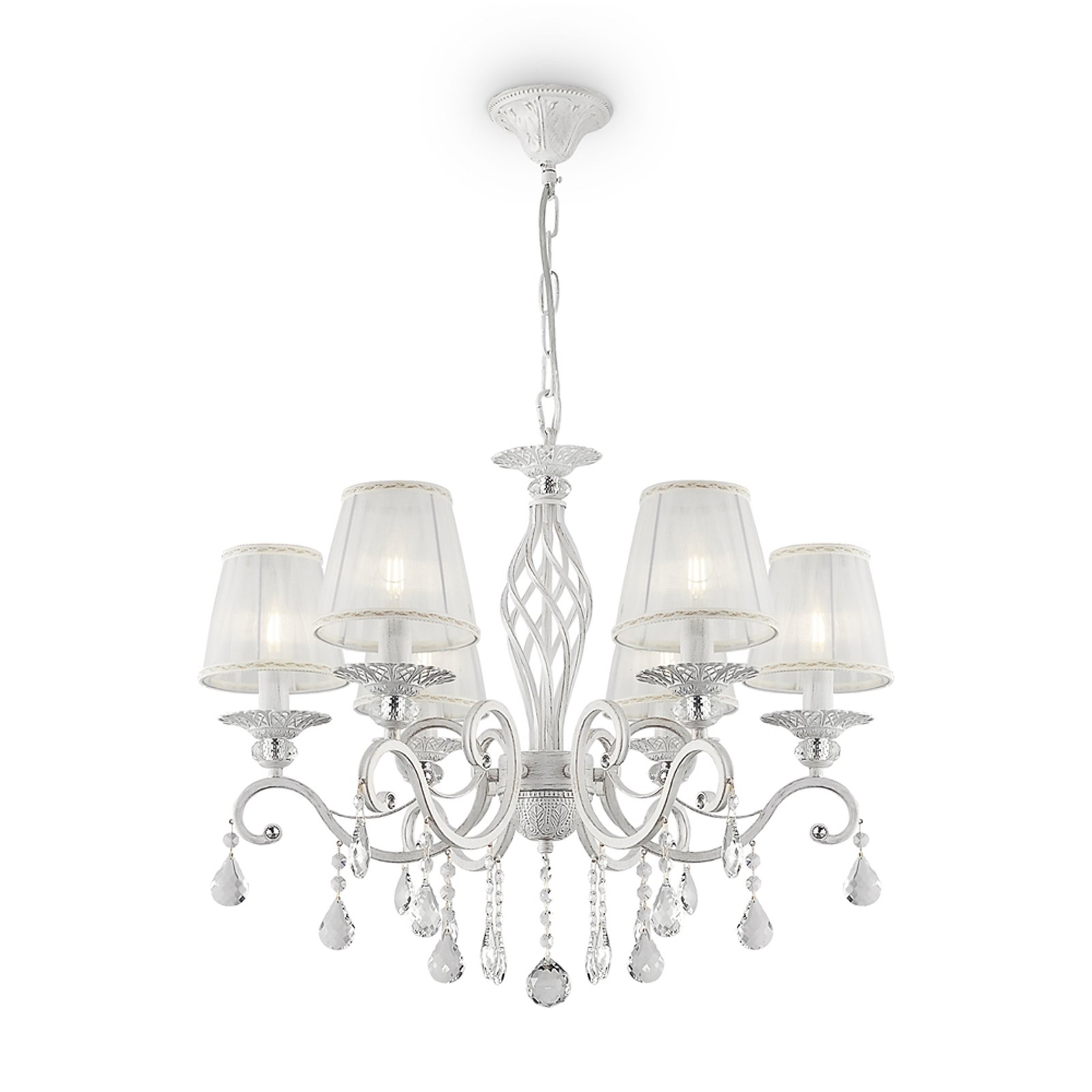 Maytoni Grace kroonluchter, wit, 6-lamps, organza, E14