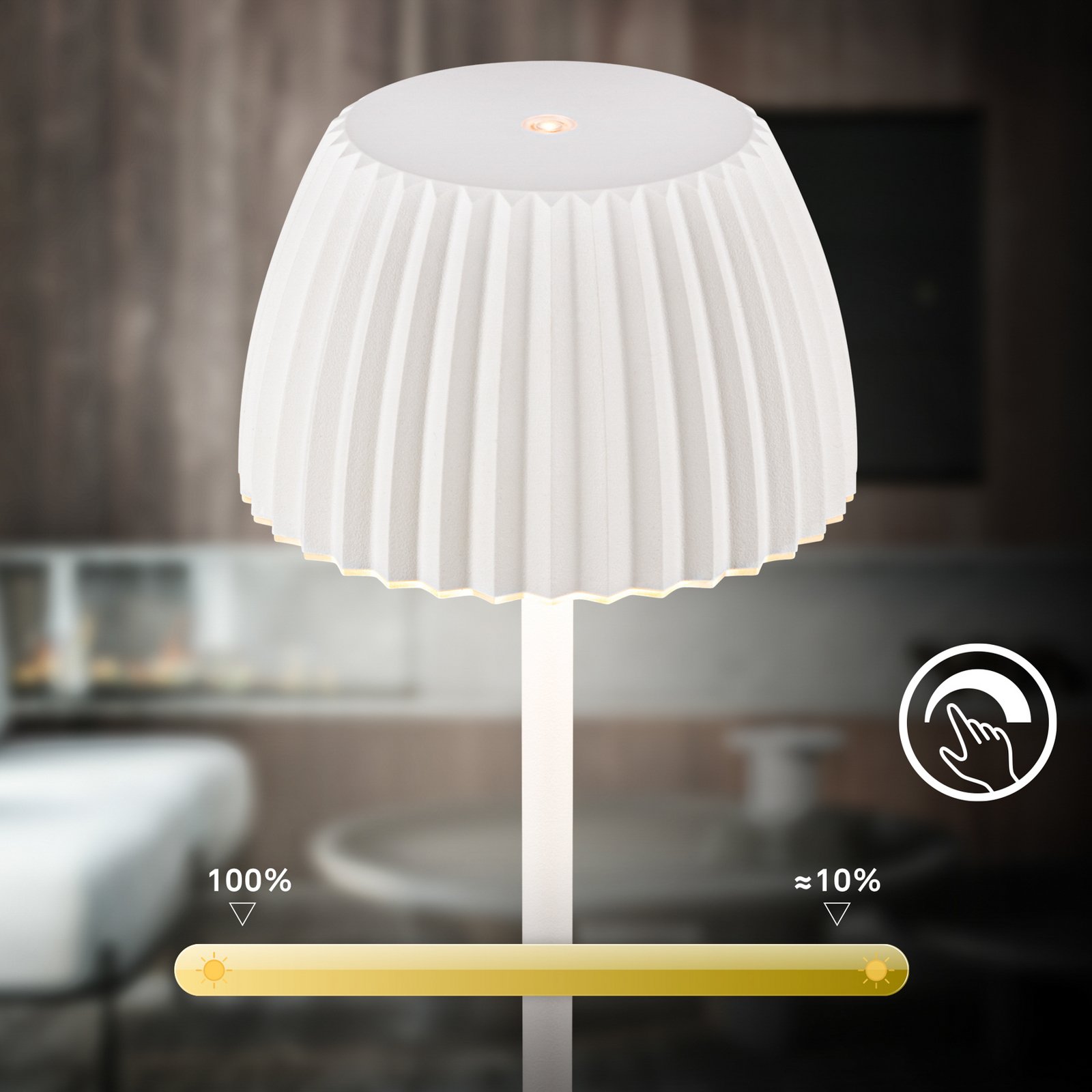 Ladattava LED-lattiavalaisin Brilo irrallinen Riffle, valkoinen,