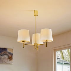 Lámpara colgante Polo Plus 3 luces latón/crema