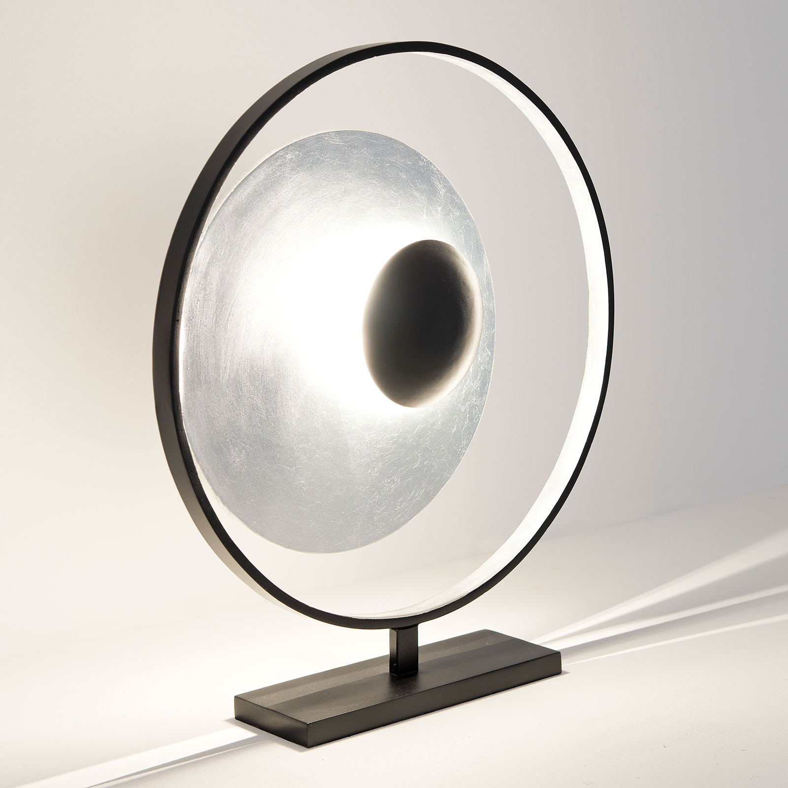 Satellite bordlampe i sølv-sort, højde 58 cm