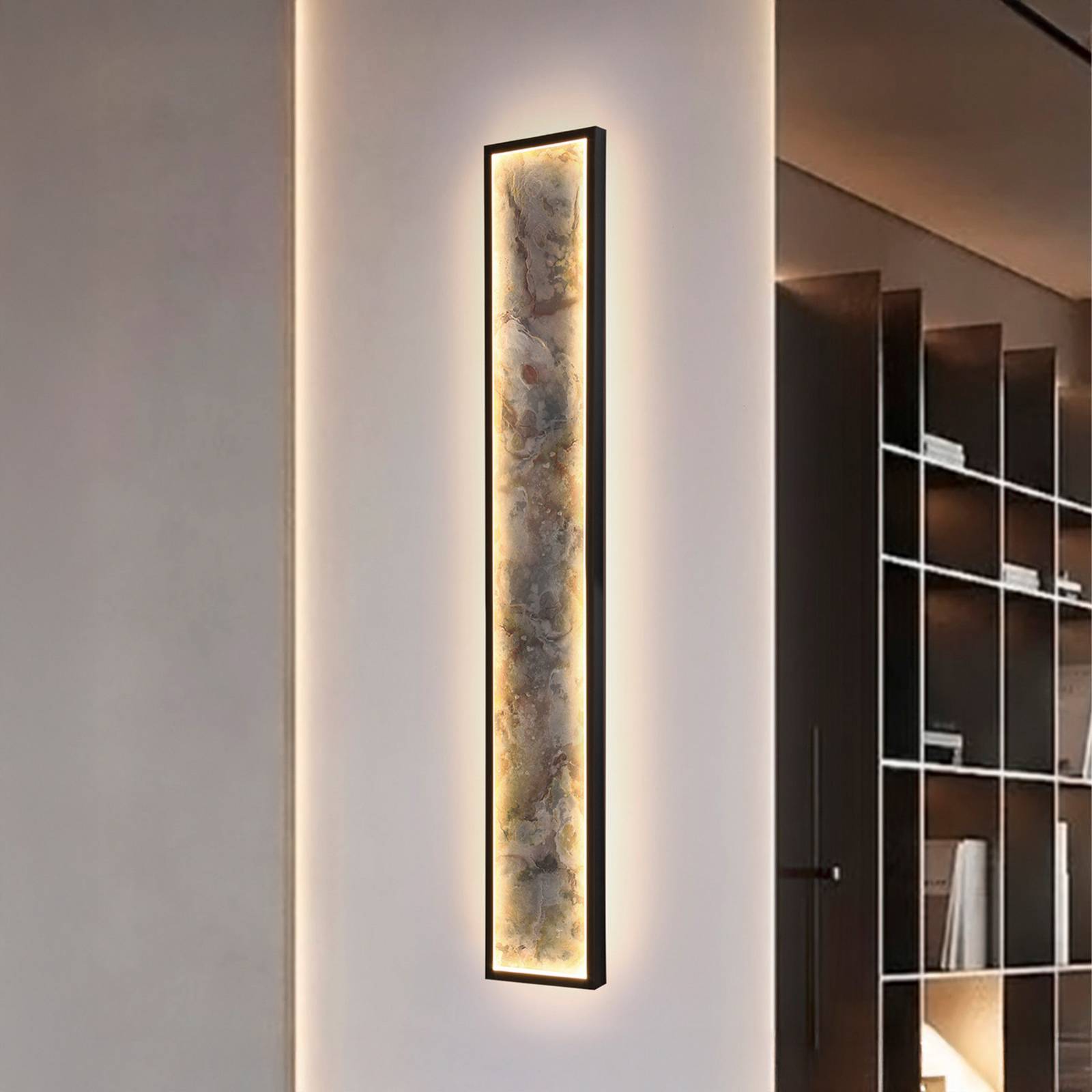 LED-Wandleuchte Stone, 100 x 15 cm, CCT, schwarz, Metall günstig online kaufen