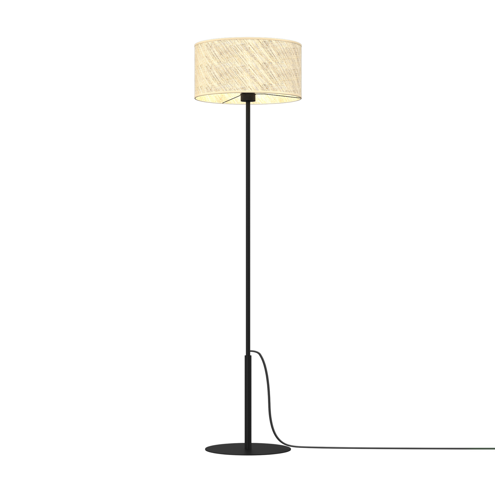 Lámpara de pie Jovin pantalla de ratán, alto 150cm