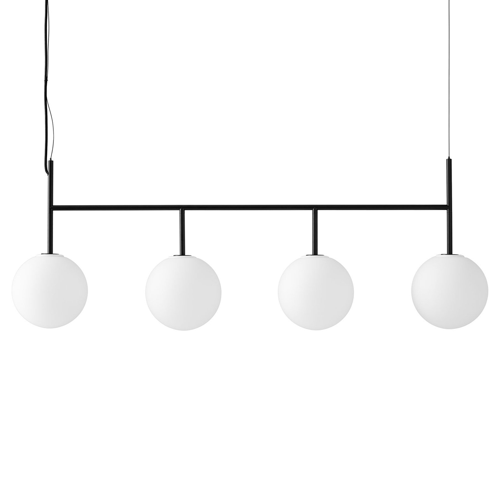 Menu TR Bulb DTW LED-pendel 4 lkld sort/opal mat - pendel lampe - haengelampe - design lampe stue/spisestue - sort, opalhvid mat - stålbeklædt, opalglas