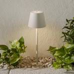 Lampa z grotem ziemnym LED Zafferano Poldina, ładowalna, szara