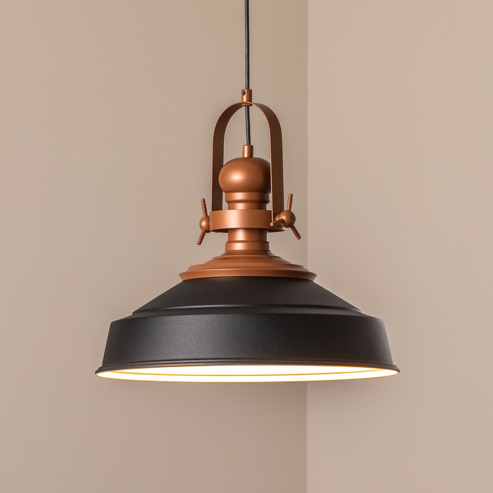 Lampada a sospensione Craft, nera, metallo, Ø 41 cm, E27