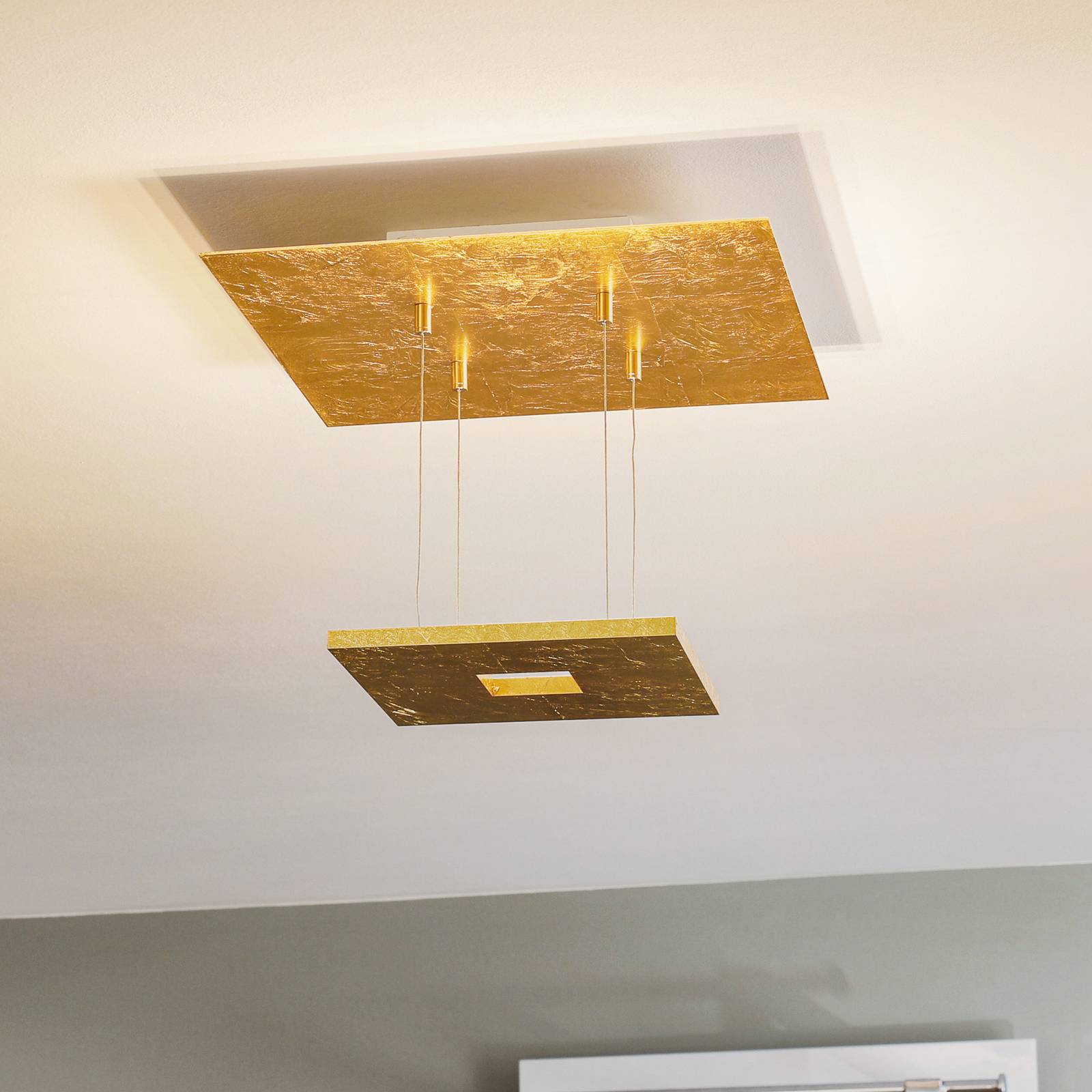 Escale Zen - bladgoud plafondlamp met LED