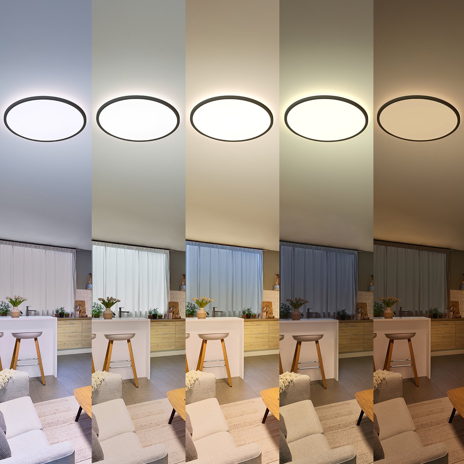 Plafón LED Superslim de Philips, negro, CCT, atenuable