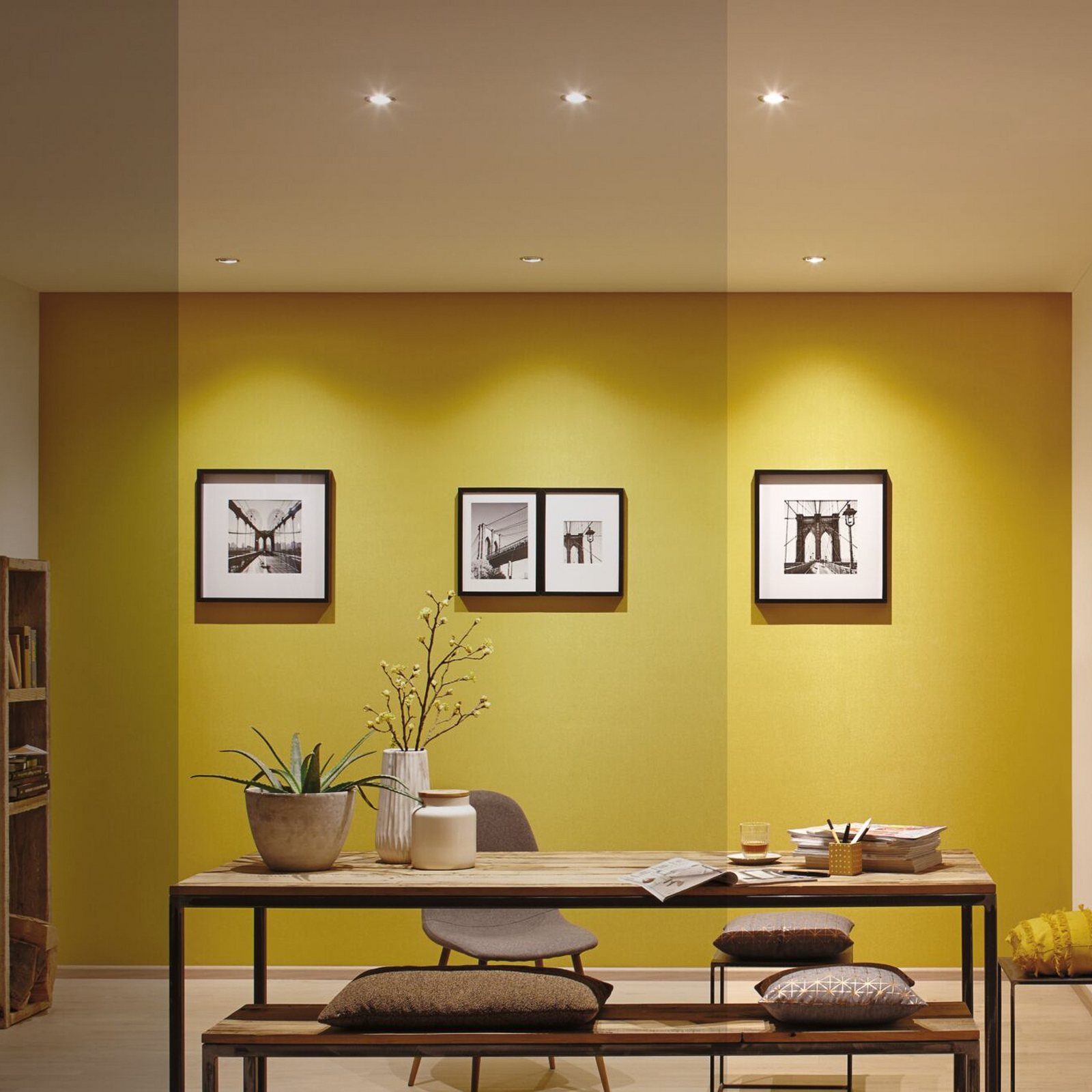 Lâmpada LED Paulmann FLAT, GU10, 4,9 W, 2 700 K, regulação contínua Lâmpada LED Paulmann FLAT, GU10, 4,9 W, 2 700 K, regulação contínua