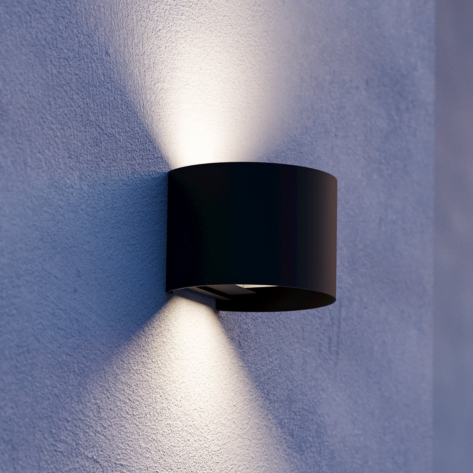 LED-utomhusvägglampa Calpino 3, svart, bredd 14 cm, 2 lampor.