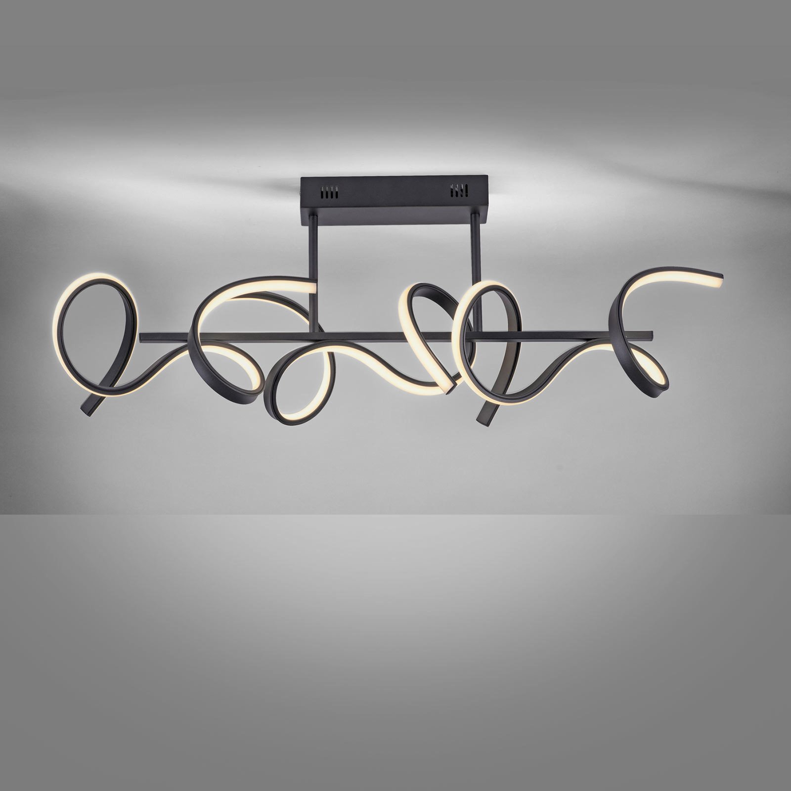 Curls LED-loftlampe, sort, dæmpbar