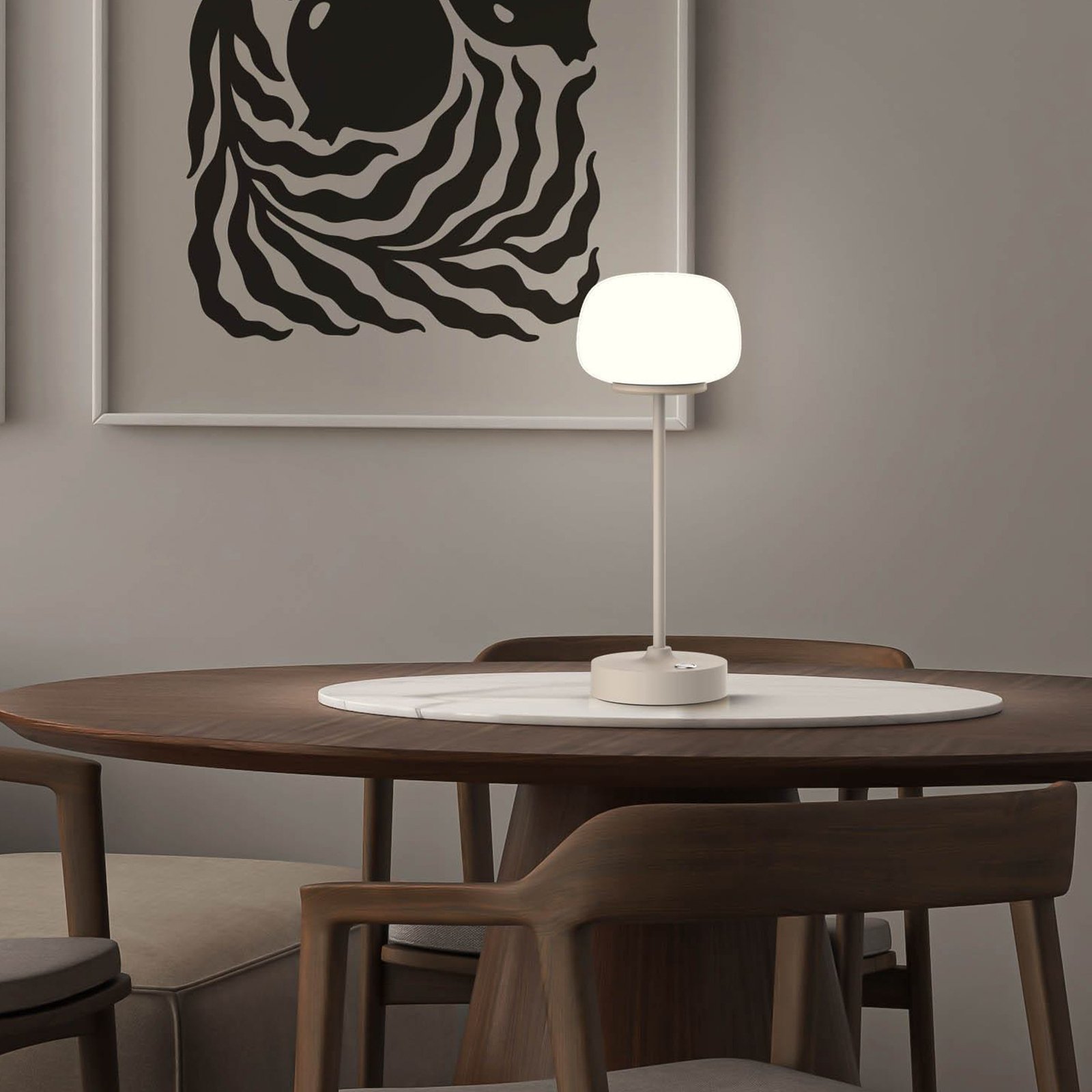 Ladattava LED-pöytävalaisin Pina beige Korkeus 27.8cm Metalli/lasi