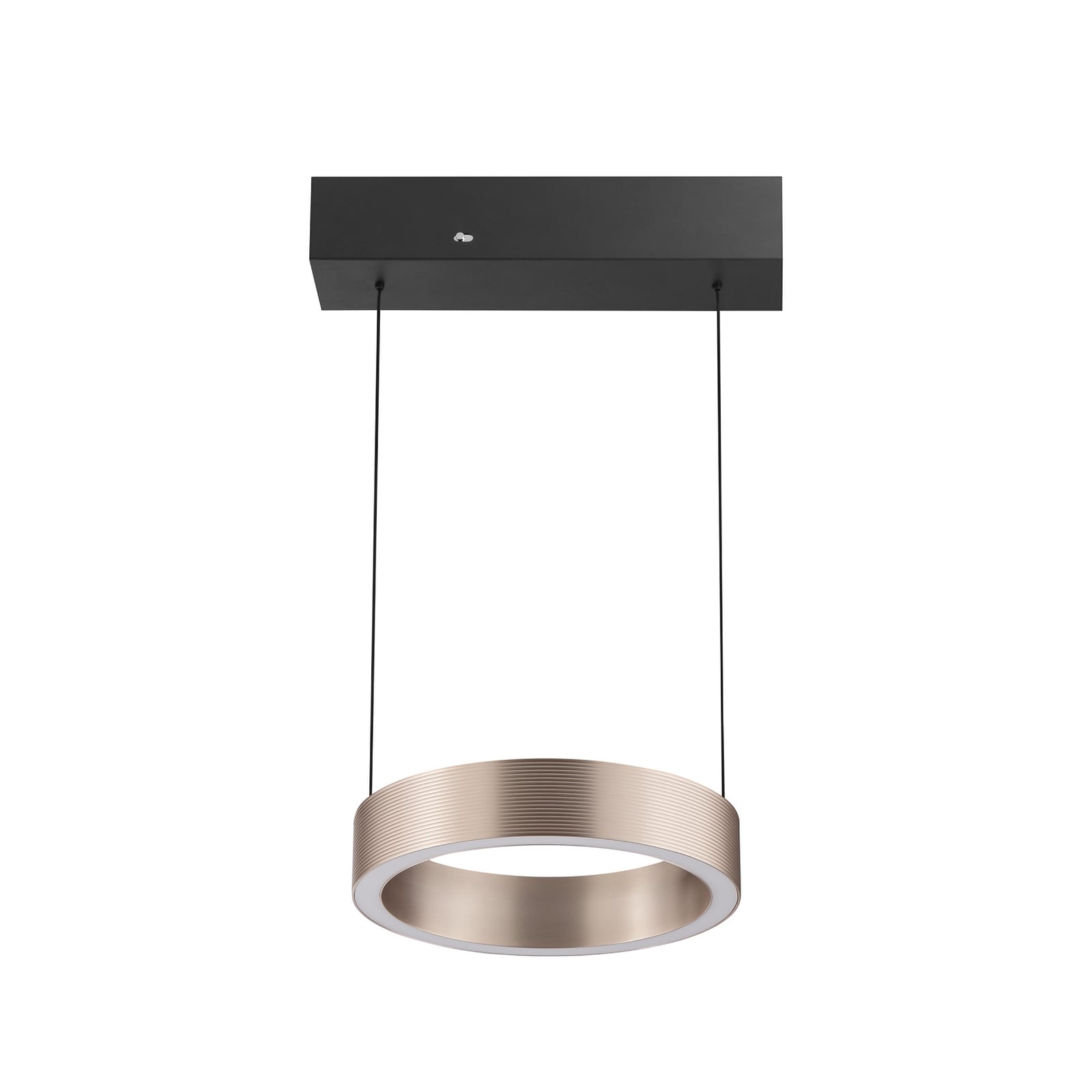 Lampada LED a sospensione Axion, nera/marrone, lunghezza 32 cm, CCT