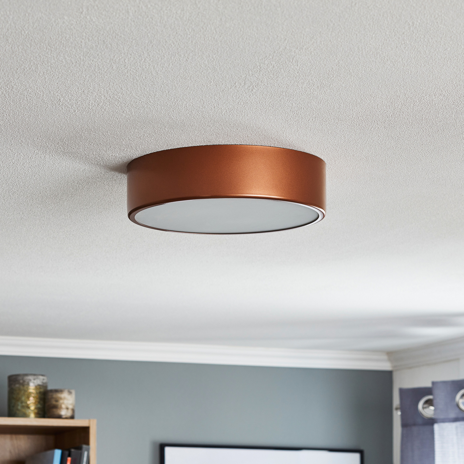 Cleo 300 ceiling light, sensor, Ø 30 cm copper