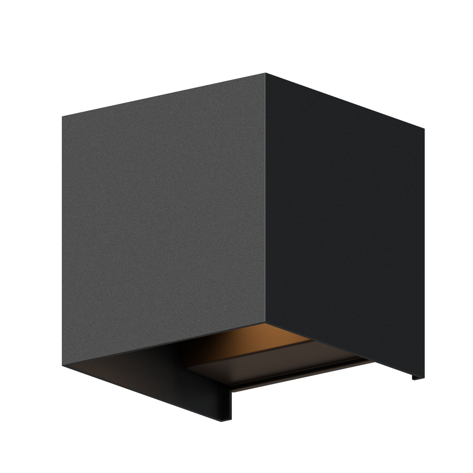 Calex LED āra sienas lampa Cube, uz augšu/uz leju, augstums 10 cm, melna