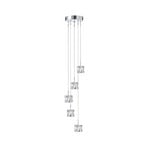 Lampă suspendată Ice Cube LED, 5 becuri, crom, sticlă de cristal