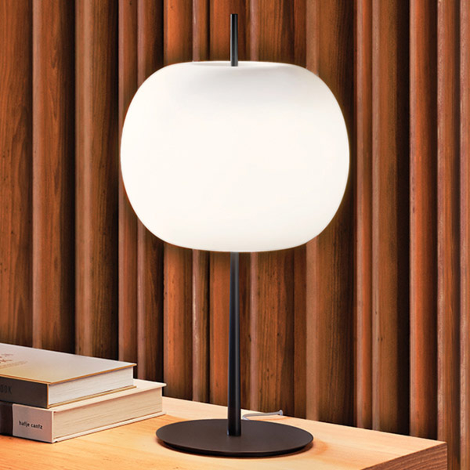 Kundalini Kushi XL table lamp black/white, for Living / Dining Room, metal, glass, E27, 60 W, energy efficiency: A++, H: 60 cm