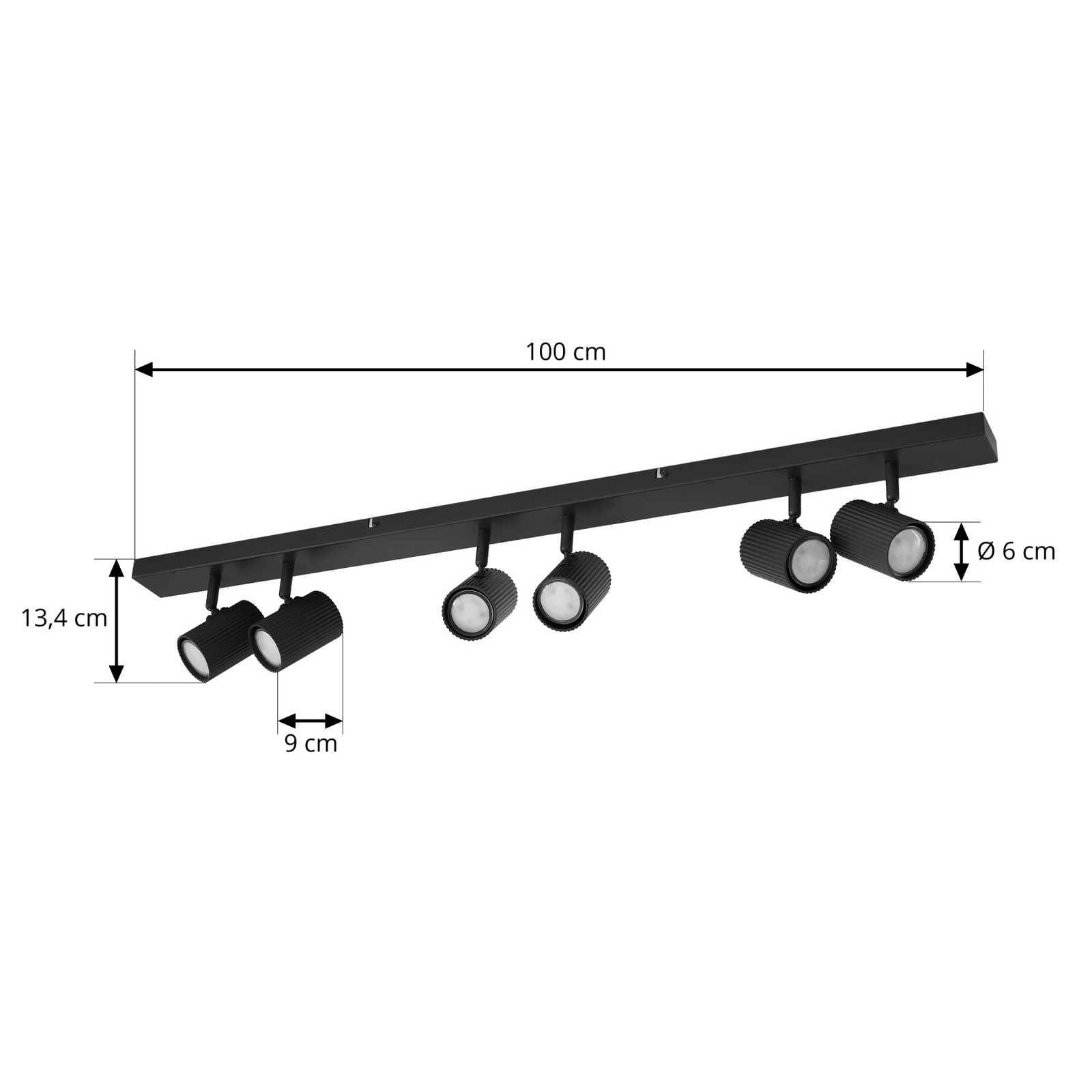 Lindby wandlamp Kardis, donkergrijs, 6-lamps, metaal, GU10