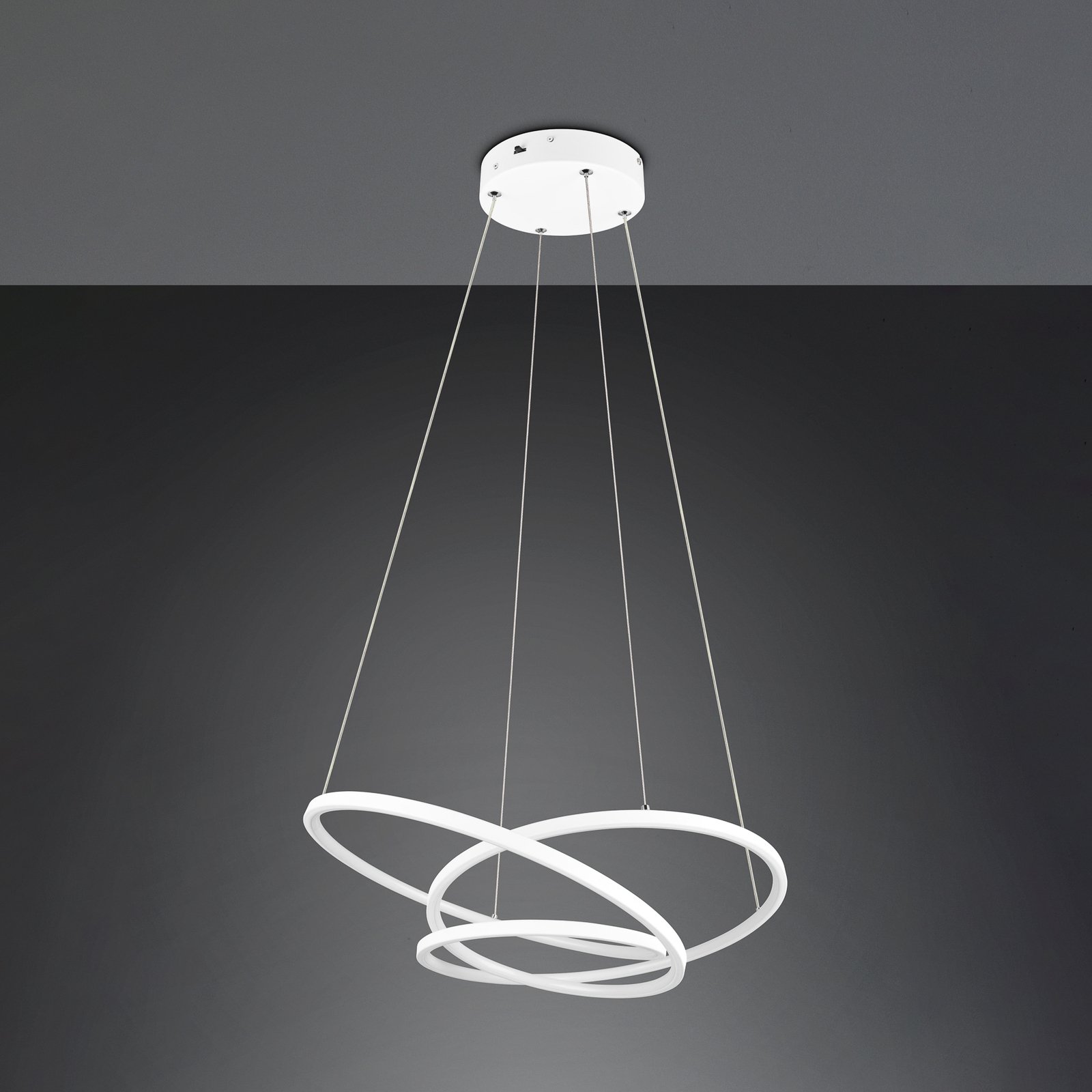 Darvin LED pendant light, length 64 cm, matt white, metal, CCT