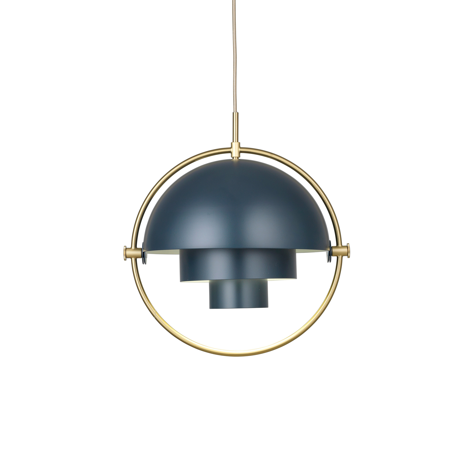 GUBI Multi-Lite pendant light, Ø 36 cm, brass/dark blue