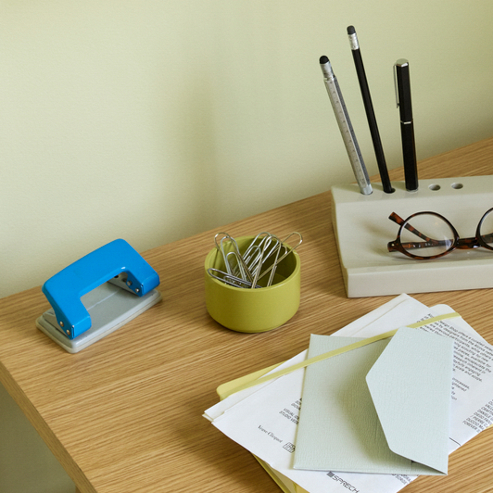 Juego de 3 cajas de almacenamiento Kanso en azul/gris claro/amarillo - Hübsch