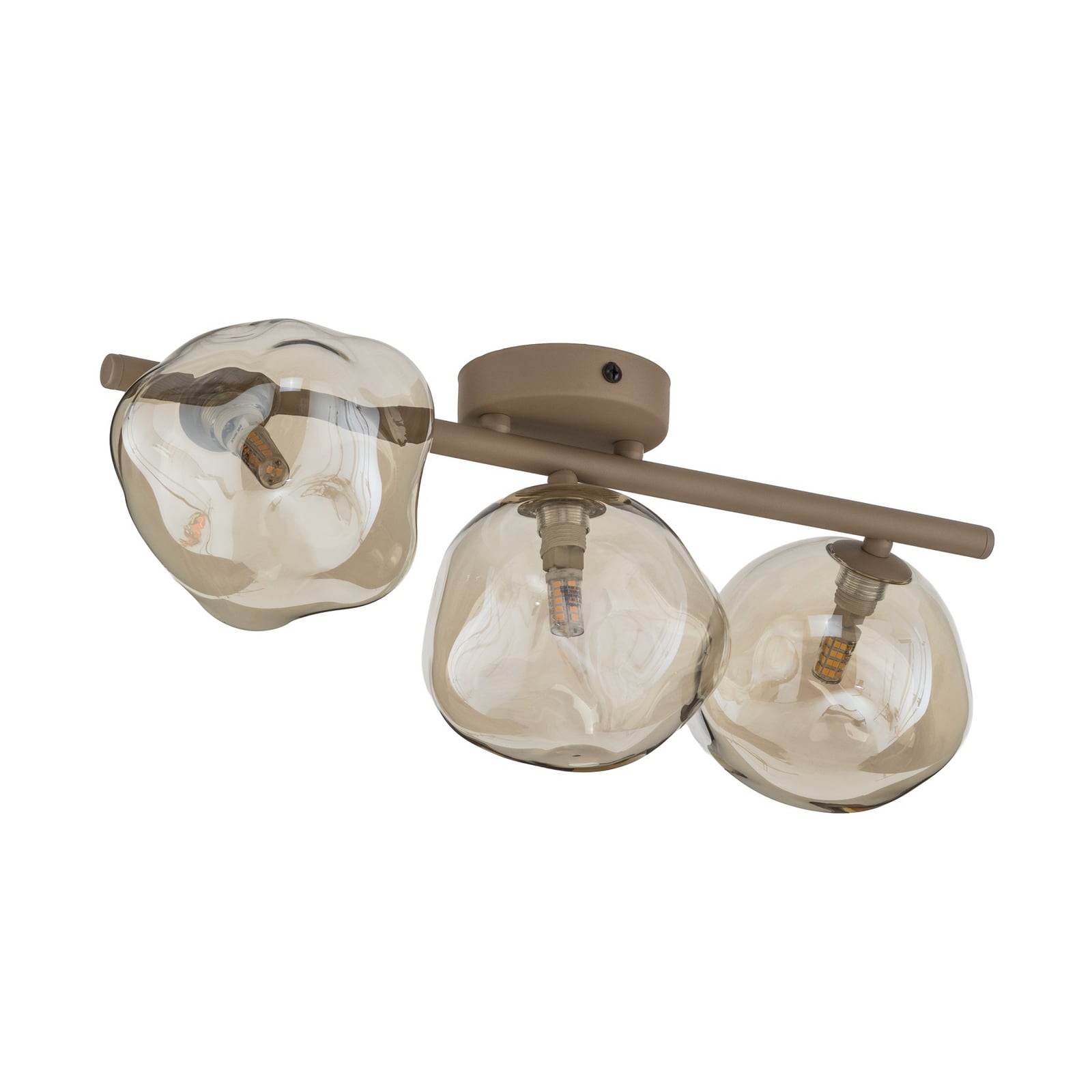 Taklampe Lava, 3 lyskilder, 50 cm lang, sand/konjakk, G9 Taklampe Lava, 3 lyskilder, 50 cm lang, sand/konjakk, G9