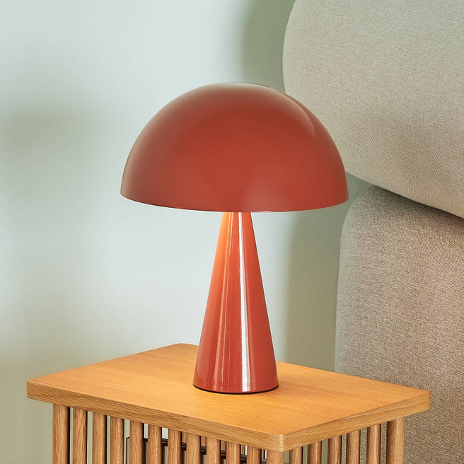 HÜBSCH lampe à poser Mush Mini, rouge, fer, E14