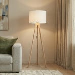 Gulvlampe Grand, krem/furu, høyde 145 cm, E27