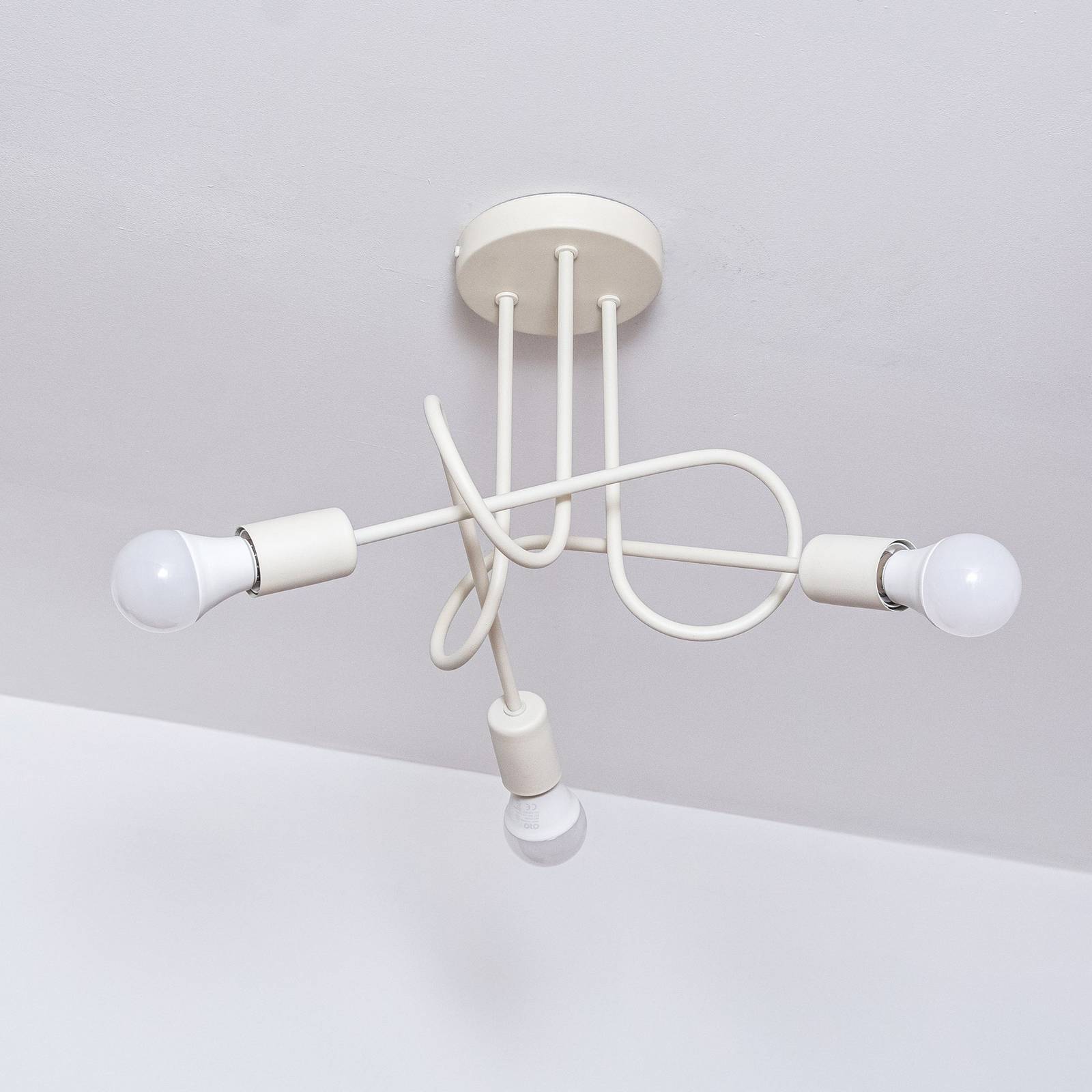 Lampa sufitowa Oxford, piaskowy, Ø 44 cm, metal, 3-punktowa, E27