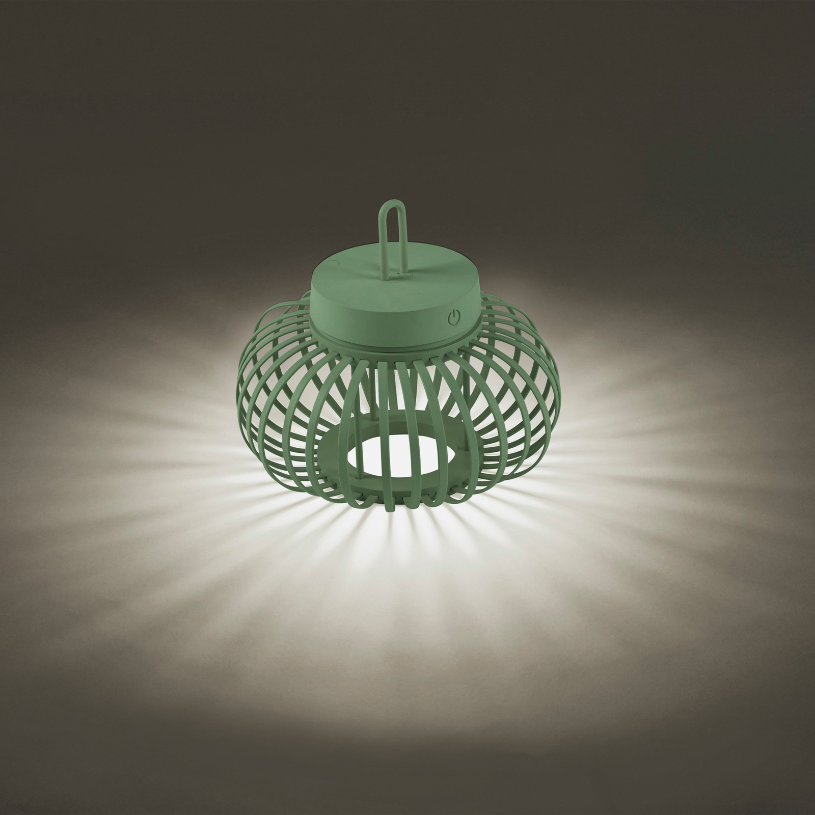 JUST LIGHT. Akuba lámpara de mesa LED recargable, verde, 22 cm, bambú