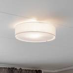 PR Home ceiling light Sam, white, Ø 45 cm, linen textile