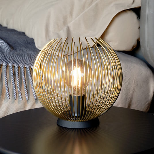 Tischlampe Venezuela, Schirm aus goldenen Stäben