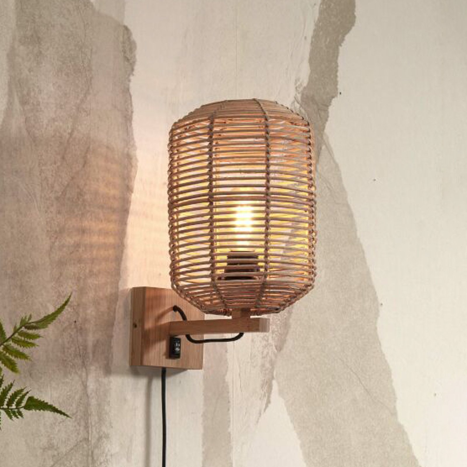 GOOD & MOJO Tanami væglampe, 18x25 cm, natur