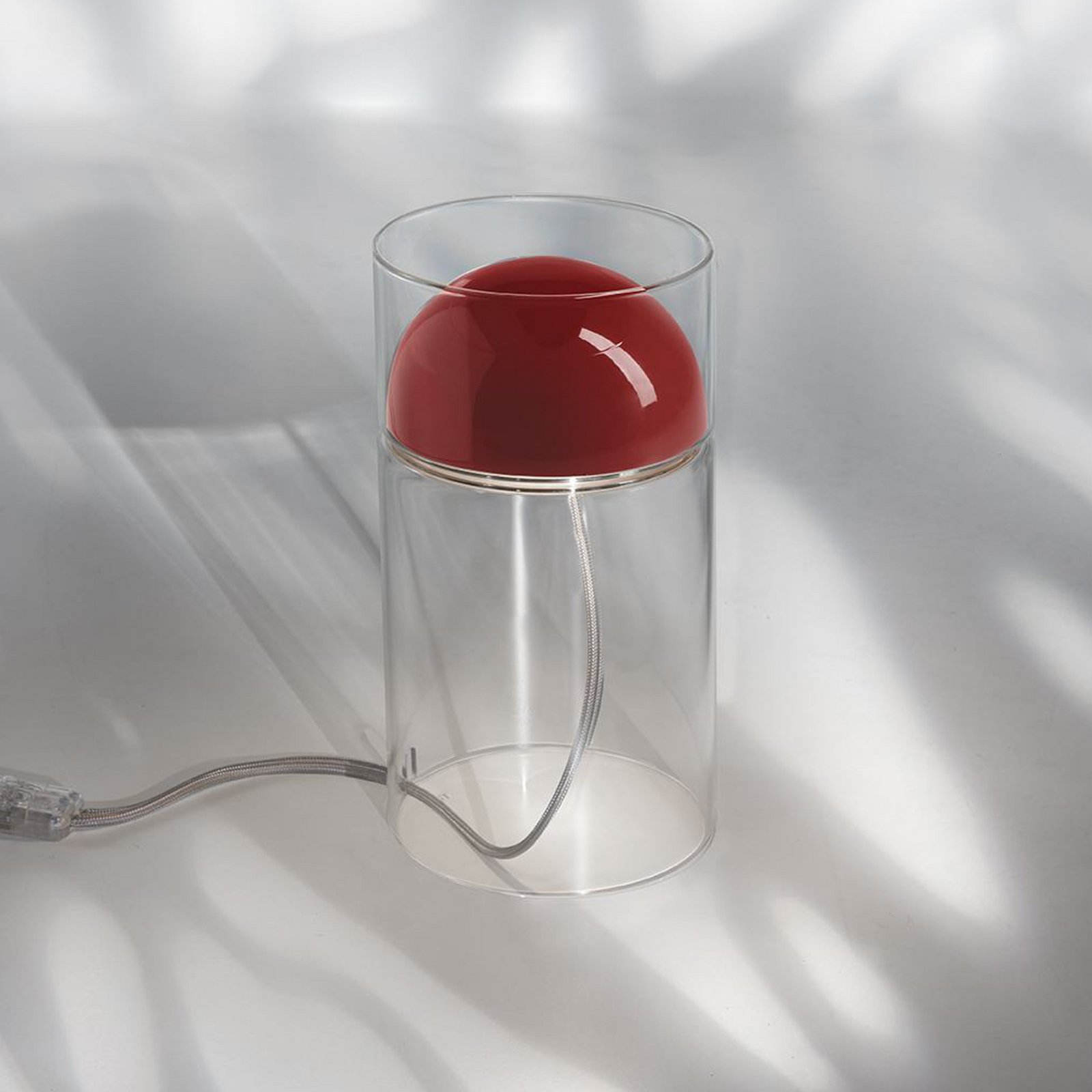 Oluce LED table lamp Medusa, red, glass, height 30 cm