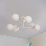 Moon ceiling light, 6-bulb, sand-coloured, metal, glass