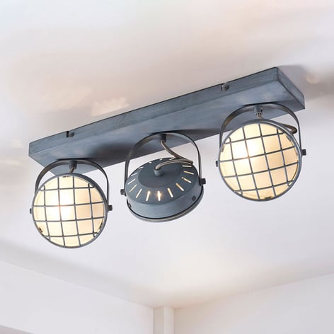 Plafonnier LED Tamin gris, style industriel