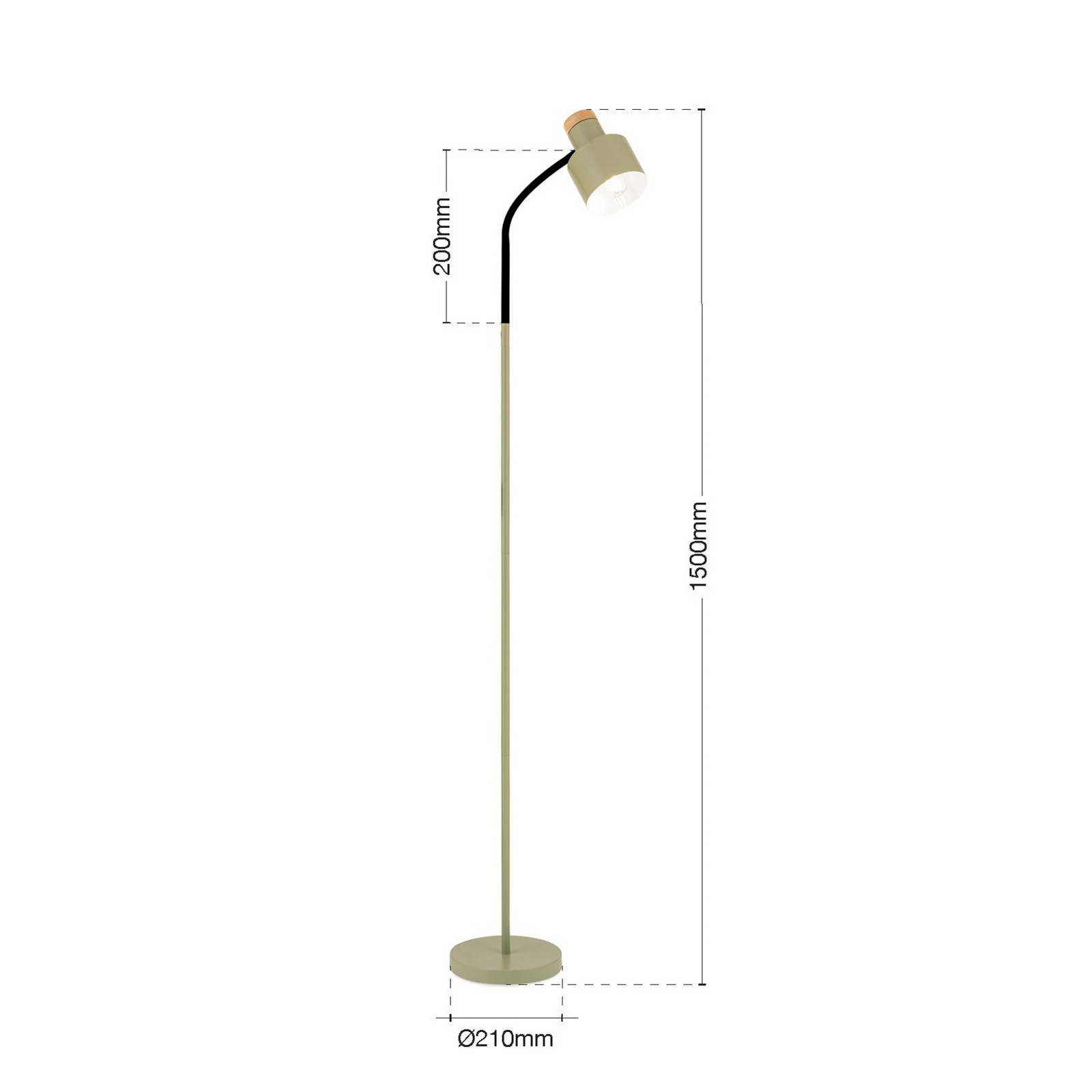 Stehleuchte Gili, Stahl, lichtgrün, Höhe 150 cm, E27 günstig online kaufen