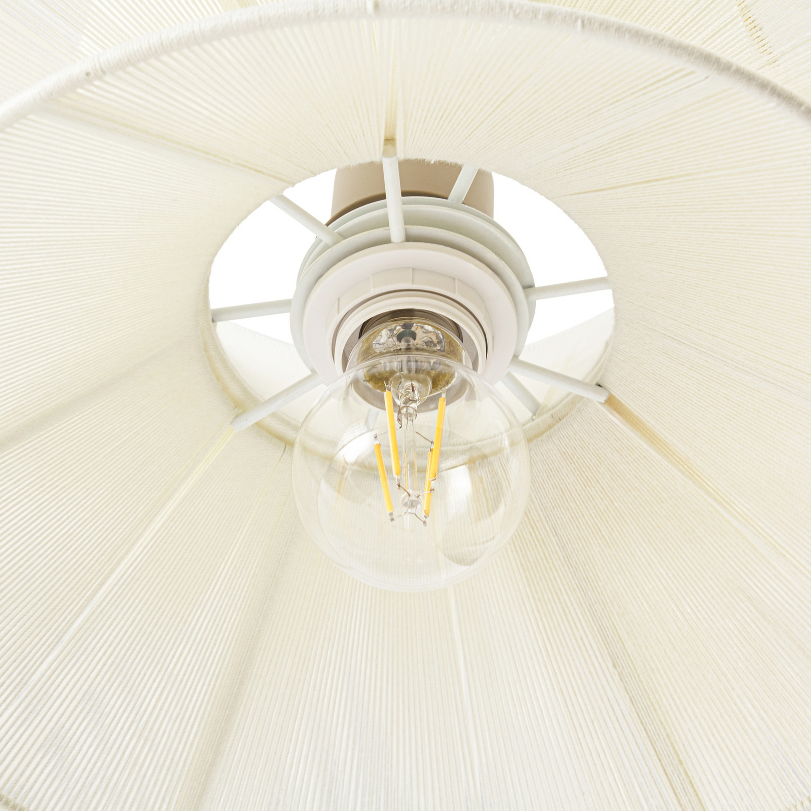 Suspension Novie, beige, coton, Ø 50 cm - Lucande Suspension Novie, beige, coton, Ø 50 cm - Lucande