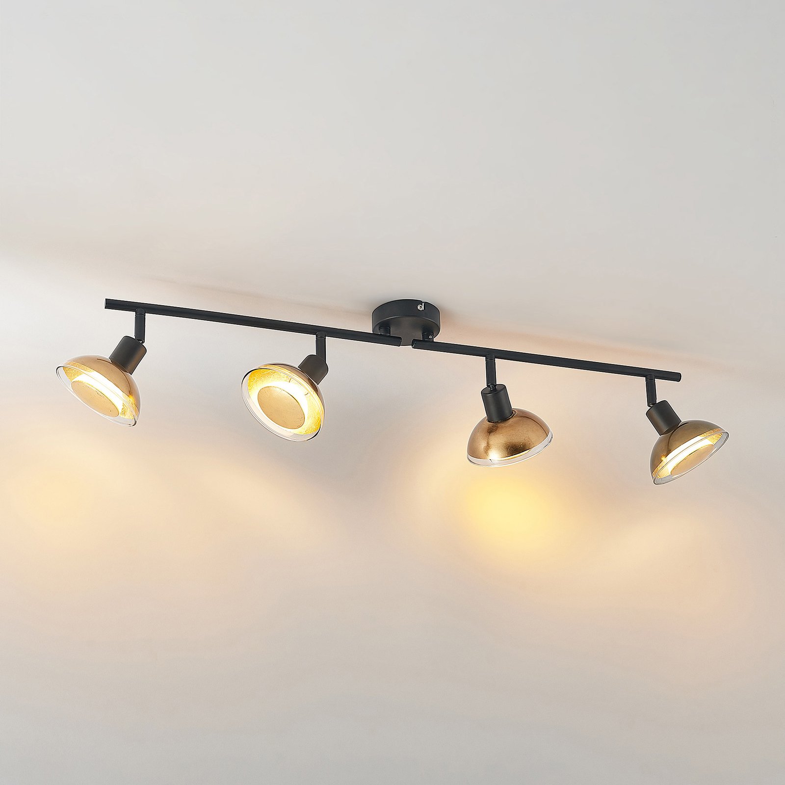 Lindby Erin LED downlight black/gold four-bulb