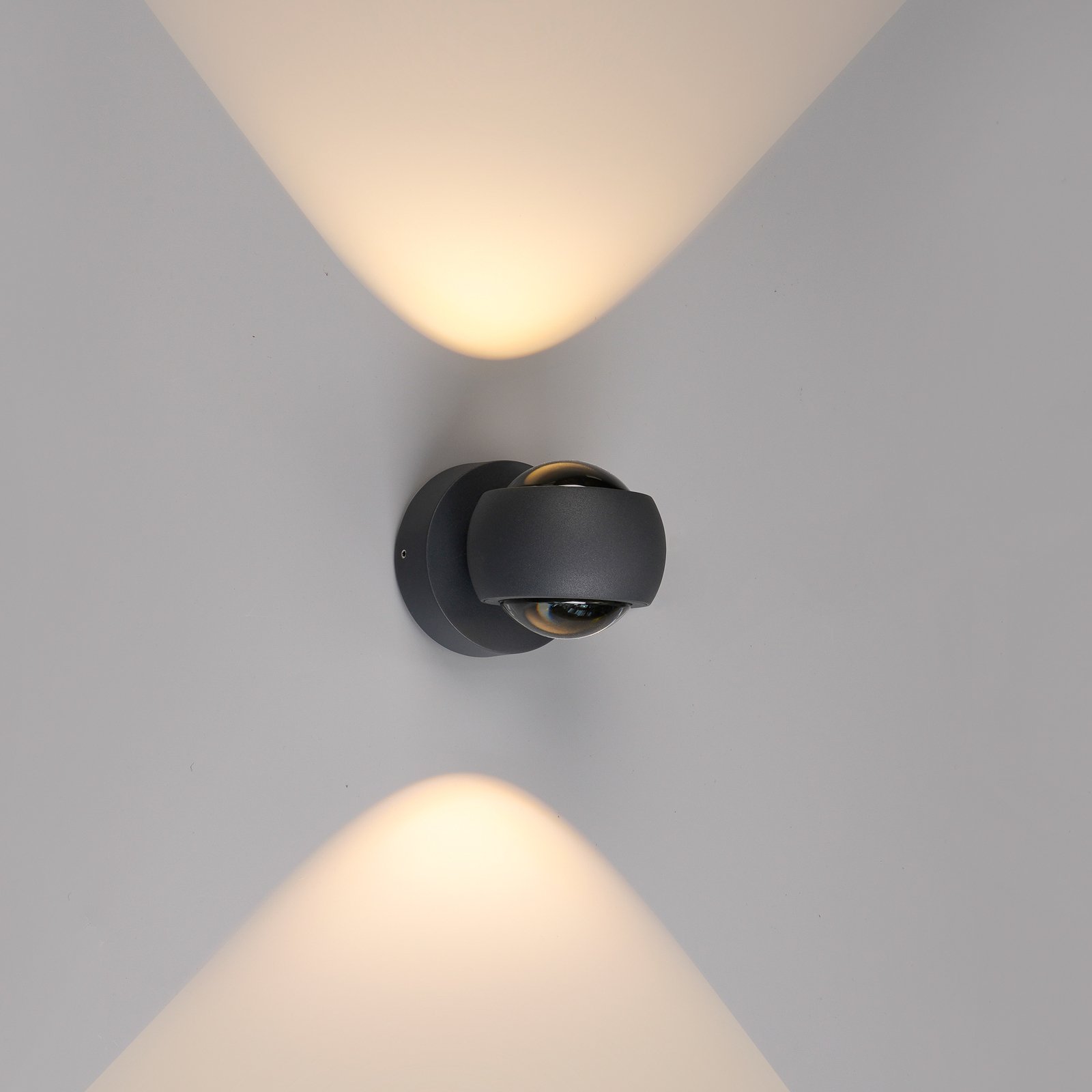 LED outdoor wall light, graphite, up & down, CCT, dimmable, aluminium