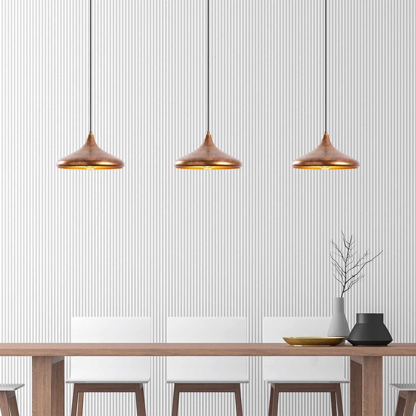 Pendant light Barek 11545, burnished brass, metal, Ø 34 cm